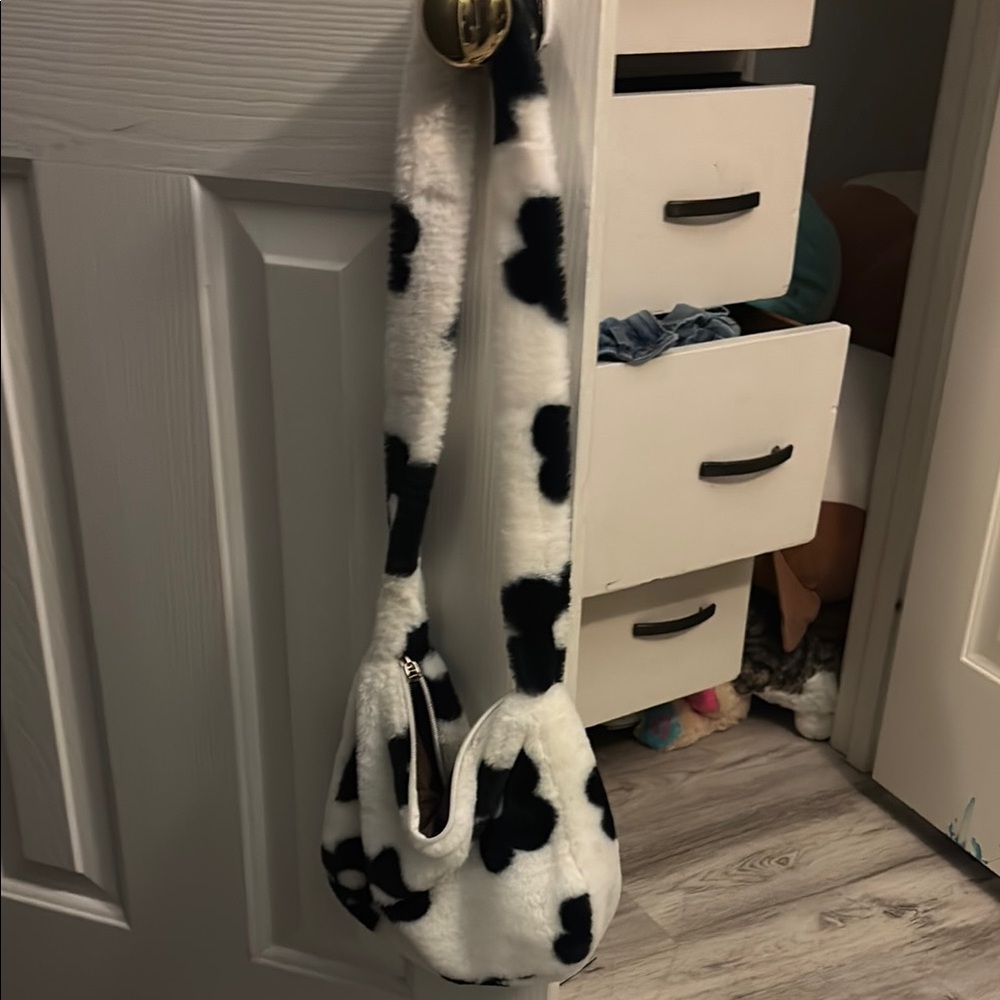 Stylish Black and White Cow Print Women's Bag